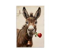 Donkey Canvas Wall Art Farmhouse Donkey Paintings Watercolor Animals Portrait Poster Decorative Painting Print Picture Canvas Wall Art Bedroom Office Living Room Decoration 24x36inch(60x90cm)