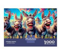 Donkey Cart Scene 1000 Piece Donkey Group Sturdy Cardboard Jigsaw Puzzle for Adults Birthday Party Staycation Entertainment Casual Gamers Social Icebreaker 52x38cm/1000pcs