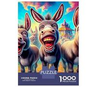 Donkey Cart Scene Premium Cardboard 1000 Piece Donkey Group Puzzle Set, Educational Challenge Adults/Teens, Stress Relief, Gift for Seniors/Teens 70x50cm/1000pcs