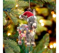 Donkey Christmas Ornament 2025, Farmhouse Animal 3.75" (2D Flat) Double-Sided Acrylic Ornament, Gift for Donkey Lovers, Farmers, Women, Friends, Family, Farm Xmas Hanging Tree Decorations