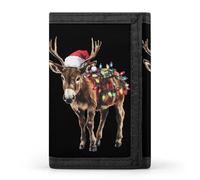 Donkey Christmas Reindeer Lights Funny Trifold Wallet RFID Blocking Front Pocket Wallets with ID Window Gifts for Men Women