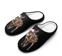 Donkey Christmas Reindeer Lights Men's Cotton Slippers Memory Foam Warm House Shoes for Indoor Outdoor 13-14（46-47）