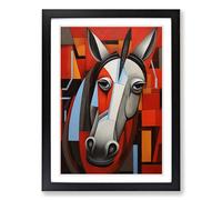 Donkey Constructivism No.2 Framed Print | A2 Black Framed Wall Art | Ready to Hang | Modern Animal Picture | Living Room Bedroom Lounge Office
