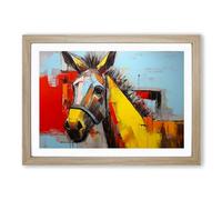 Donkey Constructivism No.2 Framed Print | A2 Oak Framed Wall Art | Ready to Hang | Modern Animal Picture | Living Room Bedroom Lounge Office