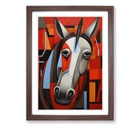 Donkey Constructivism No.2 Framed Print | A2 Walnut Framed Wall Art | Ready to Hang | Modern Animal Picture | Living Room Bedroom Lounge Office