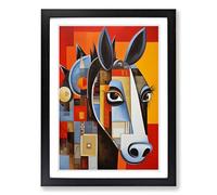 Donkey Constructivism No.3 Framed Print | A2 Black Framed Wall Art | Ready to Hang | Modern Animal Picture | Living Room Bedroom Lounge Office