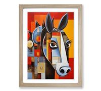 Donkey Constructivism No.3 Framed Print | A2 Oak Framed Wall Art | Ready to Hang | Modern Animal Picture | Living Room Bedroom Lounge Office
