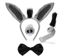 Donkey Costume, Four-Piece Set, Theatrical Animal Outfit, Soft Plush Material, Adjustable Design for Various Sizes, Party Wear and Performance Costume with Realistic Details and Comfortable Fit