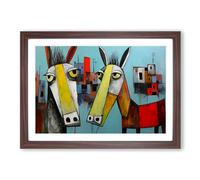 Donkey Dadaism No.2 Framed Print | A2 Walnut Framed Wall Art | Ready to Hang | Modern Animal Picture | Living Room Bedroom Lounge Office
