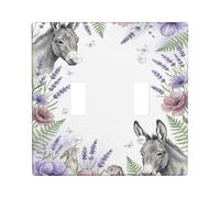 Donkey Double Light Switch Cover Plate, Fanciful Natural Lavender Flowers Spring Violet Plastic Standard Size Toggle Light Switch Cover for Home Living Room New Apartment Decor