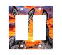 Donkey Duo Light Switch Cover Plates/Outlet Covers, Vibrant Orange Farm Animals for Rustic Decor, Ideal for Home Accents, Thermoplastic Wall Plates Double Rocker