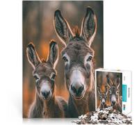Donkey Duo Portrait1000 Pieces Puzzles for Adults Stress Reliever Difficult Challenge Every Piece is Unique - Challenging Family Fun Game 38x26cm