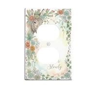 Donkey Duplex Outlet Covers Wall Plate, Bohemian Rustic Succulents Flowers Spring Green Plastic Standard Size Decorative Receptacle Outlet Covers for Home Living Room New Apartment Decor