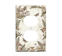 Donkey Duplex Outlet Covers Wall Plate, Nature Rustic Mushrooms Ferns Fall Beige Plastic Standard Size Wall Plates for Electrical Outlets for New Apartment Home Bedroom Office Decor