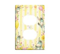 Donkey Duplex Outlet Covers Wall Plate, Playful Fanciful Air-Float Balls Flower Spring Yellow Plastic Standard Size Double Power Outlet Cover Plate for Home Living Room New Apartment Decor