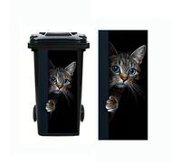 Donkey Dustbin Sticker Decals Wheelie Bin Stickers Self Adhesive Dog Cat Peeking Decal for Door Trash Cans Bins Driveway Garden Outdoor Patio Decor,14.57×32.28in (Cat 1)