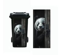 Donkey Dustbin Sticker Decals Wheelie Bin Stickers Self Adhesive Dog Cat Peeking Decal for Door Trash Cans Bins Driveway Garden Outdoor Patio Decor,14.57×32.28in (Panda 2)