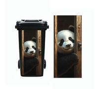 Donkey Dustbin Sticker Decals Wheelie Bin Stickers Self Adhesive Dog Cat Peeking Decal for Door Trash Cans Bins Driveway Garden Outdoor Patio Decor,14.57×32.28in (Panda 1)