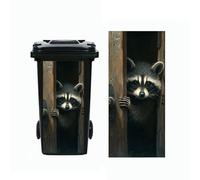 Donkey Dustbin Sticker Decals Wheelie Bin Stickers Self Adhesive Dog Cat Peeking Decal for Door Trash Cans Bins Driveway Garden Outdoor Patio Decor,14.57×32.28in (Raccoon)