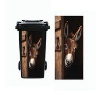 Donkey Dustbin Sticker Decals Wheelie Bin Stickers Self Adhesive Dog Cat Peeking Decal for Door Trash Cans Bins Driveway Garden Outdoor Patio Decor,14.57×32.28in (Donkey 2)