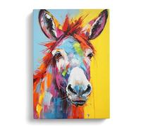 Donkey Expressionism Art Canvas Print | Gallery Wrapped 30mm Frame Wall Art | 30x20 inches | Ready to Hang | Modern Animal Picture | Living Room Bedroom Lounge Office