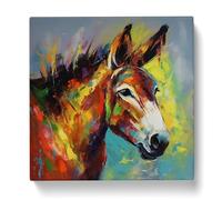 Donkey Expressionism No.3 Canvas Print | Gallery Wrapped 30mm Frame Wall Art | 20x20 inches | Ready to Hang | Eclectic Animal Picture | Living Room Bedroom Lounge Office