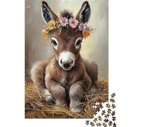 Donkey Flower Straw Jigsaw Puzzle, 1000 Pcs Indoor Adult Game