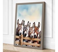Donkey Friends Farmhouse Canvas Wall Art Print 18x12 Inch