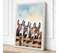 Donkey Friends Farmhouse Canvas Wall Art Print 24x16 Inch