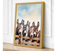 Donkey Friends Farmhouse Canvas Wall Art Print 24x16 Inch
