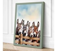 Donkey Friends Farmhouse Canvas Wall Art Print 24x16 Inch (61 x 41 cm)