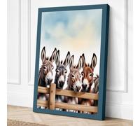 Donkey Friends Farmhouse Canvas Wall Art Print 24x16 Inch (61 x 41 cm)