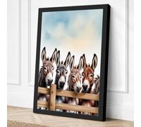 Donkey Friends Farmhouse Canvas Wall Art Print 36x24 Inch