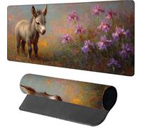 Donkey Gaming Mouse Mat 800x400x3mm, Mouse Pad Large Flower, Desk Mat with Stitched Edge, Mousepad with Non-Slip Rubber Base, Office Accessories, Keyboard Pad, for Gifts, Gaming, Desk Office, Q-8625