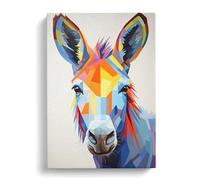 Donkey Geometric Art No.2 Canvas Print | Gallery Wrapped 30mm Frame Wall Art | 30x20 inches | Ready to Hang | Abstract Animal Picture | Living Room Bedroom Lounge Office