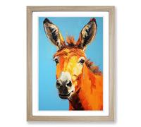 Donkey Gestural No.3 Framed Print | A2 Oak Framed Wall Art | Ready to Hang | Eclectic Animal Picture | Living Room Bedroom Lounge Office