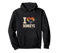 Donkey Heart I LOVE DONKEYS Vintage Style Pullover Hoodie