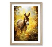Donkey Impressionism No.2 Framed Print | A2 Oak Framed Wall Art | Ready to Hang | Impressionist Animal Picture | Living Room Bedroom Lounge Office