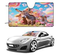 Donkey in Candy Car Windshield Sun Shade - Reflector Sunshade Offers Ultimate Protection for Car Interior, Cool Reflective Sun Blocker Fits Small Sedans, Mini SUVs 55"x30"