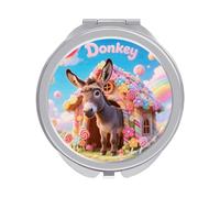 Donkey in Candy Compact Makeup Mirror Double-Sided 1X/2X Magnifying Handheld Mirror with Lid Adjustable Folding Travel Mirrors for Purse & Pocket