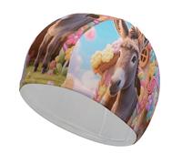 Donkey in Candy Swim Cap for Women Men Swimming Hat Bath Waterproof Pool Caps for Long Thick Curly Hair