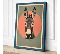 Donkey in Coral Circle Canvas Wall Art Print 24x16 Inch (61 x 41 cm)