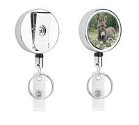 Donkey in Daisy Bush Badge Reel Retractable Stainless Steel Badge Clip with Lanyard Cute Badges Reel Holder Heavy-Duty Nurse Doctor Name Tag Badges Clip for Work