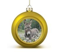 Donkey in Daisy Bush Christmas Ball Ornaments - Shatterproof Plastic Vintage Rustic Xmas Tree Decorations Pendant for Family Holiday Wedding Party Xmas Hanging Decoration