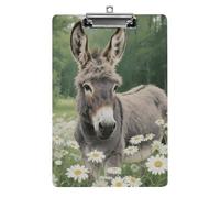 Donkey in Daisy Bush Clipboard 8.5×12.5 Inch Acrylic Clip Board with Metal Clip A4 Letter Size Decorative Clipboard Cute Hanging Clipboards for Office, Teacher, Nurse, Doctor,