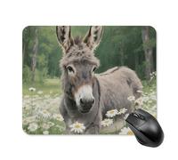 Donkey in Daisy Bush Mouse Pad Square Laptop Mouse Mat Cute Computer Mousepad Keyboard Pad Non-Slip Desk Pads for Gaming Office Work Home 20 * 25cm