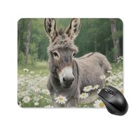 Donkey in Daisy Bush Mouse Pad Square Laptop Mouse Mat Cute Computer Mousepad Keyboard Pad Non-Slip Desk Pads for Gaming Office Work Home 25 * 30cm