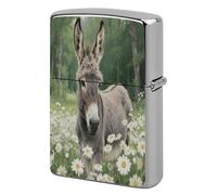 Donkey in Daisy Bush Print Metal Lighter Cover Case, Vintage Cool Lighter Housing Funny Lighters Sleeve for Zippo Men Dad Husband Gift Collect