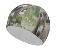 Donkey in Daisy Bush Swim Cap for Women Men Swimming Hat Bath Waterproof Pool Caps for Long Thick Curly Hair