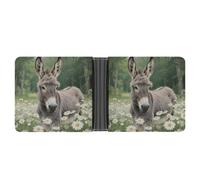 Donkey in Daisy Bush Wallet for Men Bifold Rfid Blocking Slim Money Clip Front Pocket Wallet Card Holder